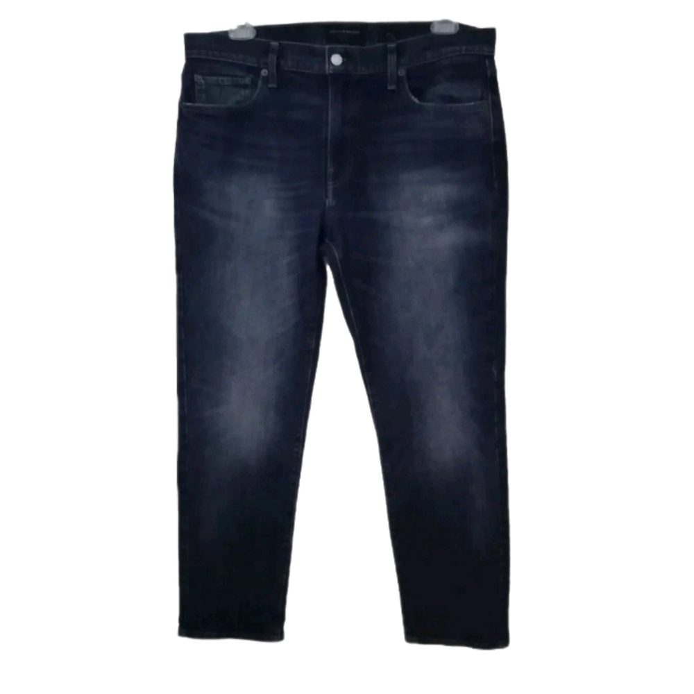 Lucky Brand Mens Jeans Sz 38x30 Dark Blue Denim 221 Straight Stretch Distressed